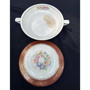 Antique Pegasus By Sebring USA Serving Bowl & Lid 22K Stunning -6E